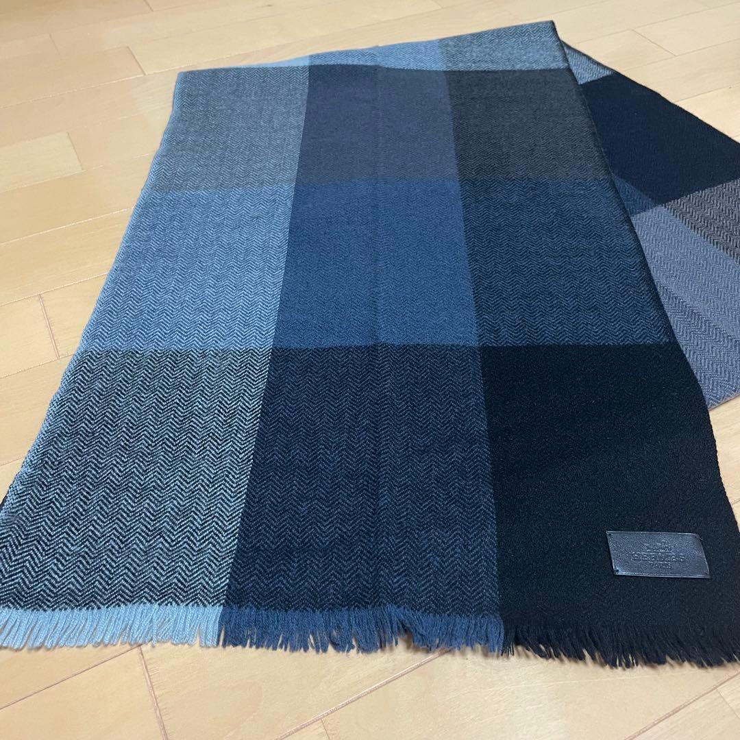 HERMES カシミヤ 50％ ヤク 50％ ブロックチェック マフラー