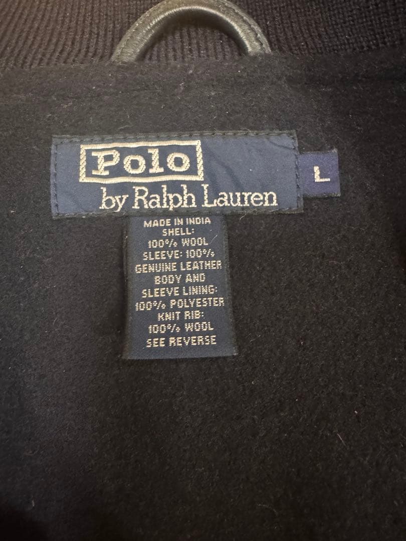 レア　美品　90s ラルフローレン　ウール レザー スタジャン ブラック