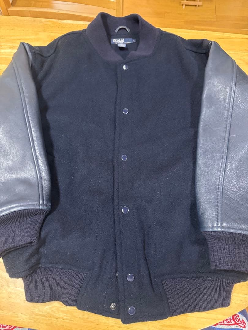 レア　美品　90s ラルフローレン　ウール レザー スタジャン ブラック