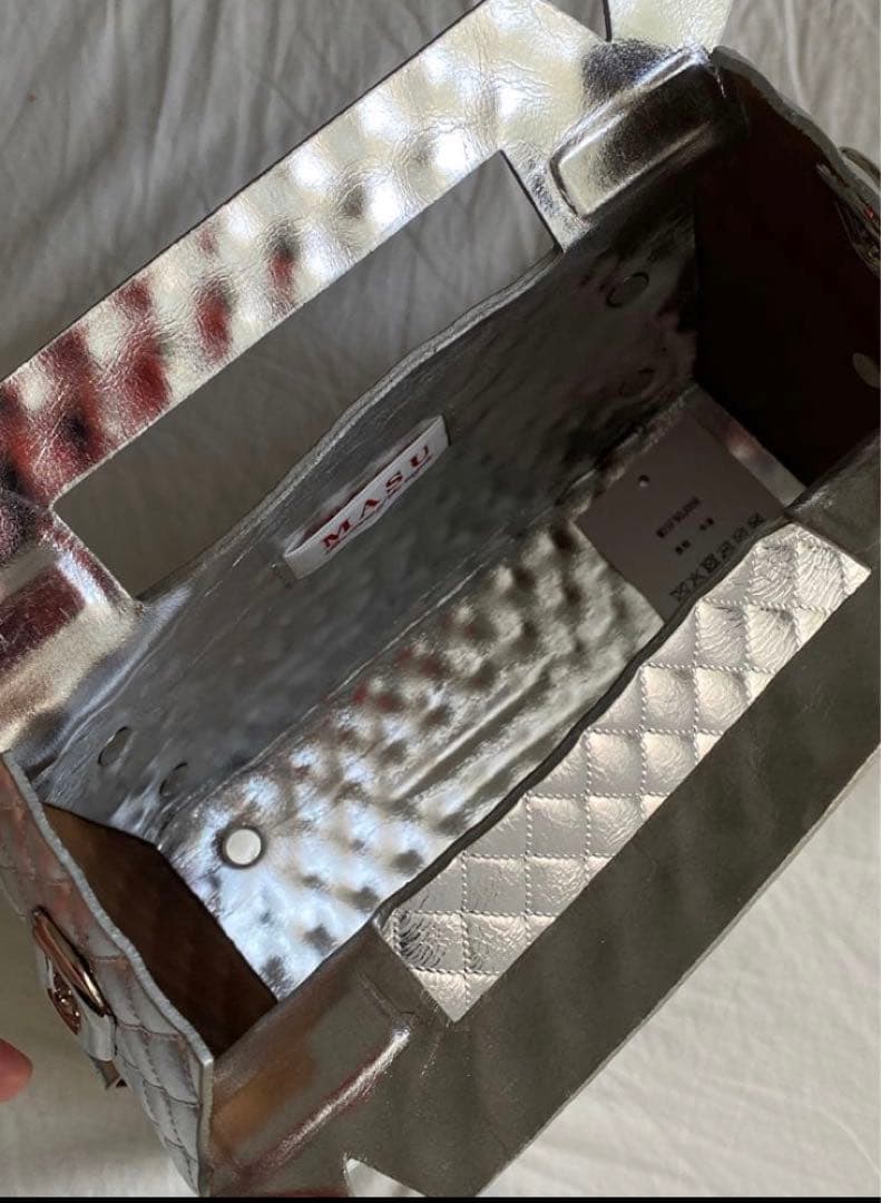 【MASU】25aw LEATHER CAKE BAG シルバー　大きいサイズ