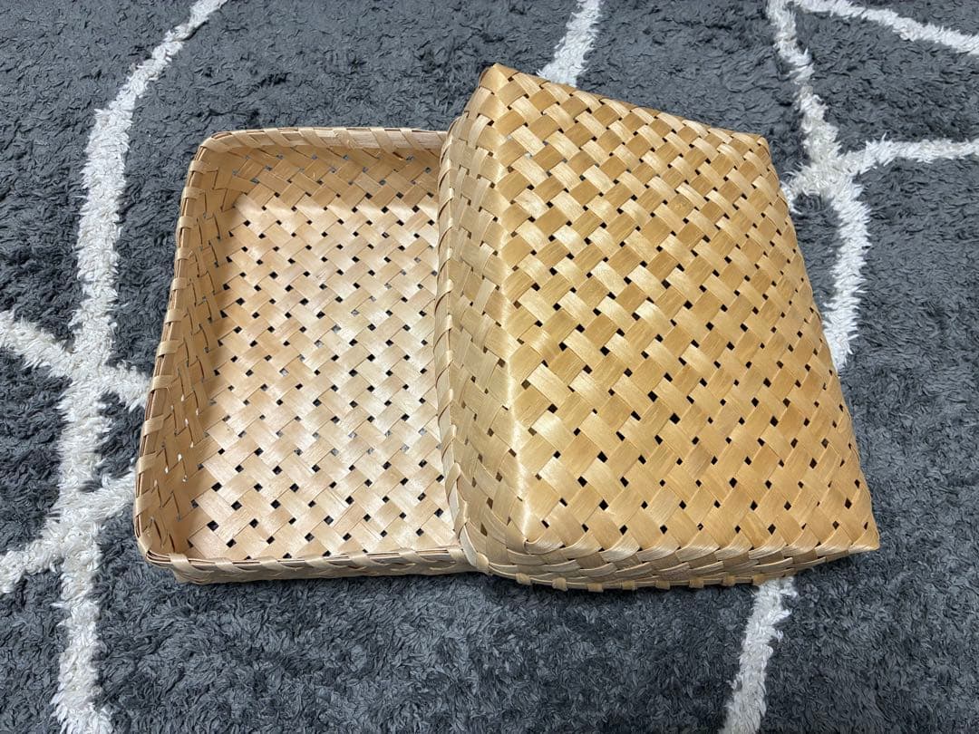 【秋田県角館イタヤ細工】イタヤB5文庫　小物入れ　四つ目蓋付き