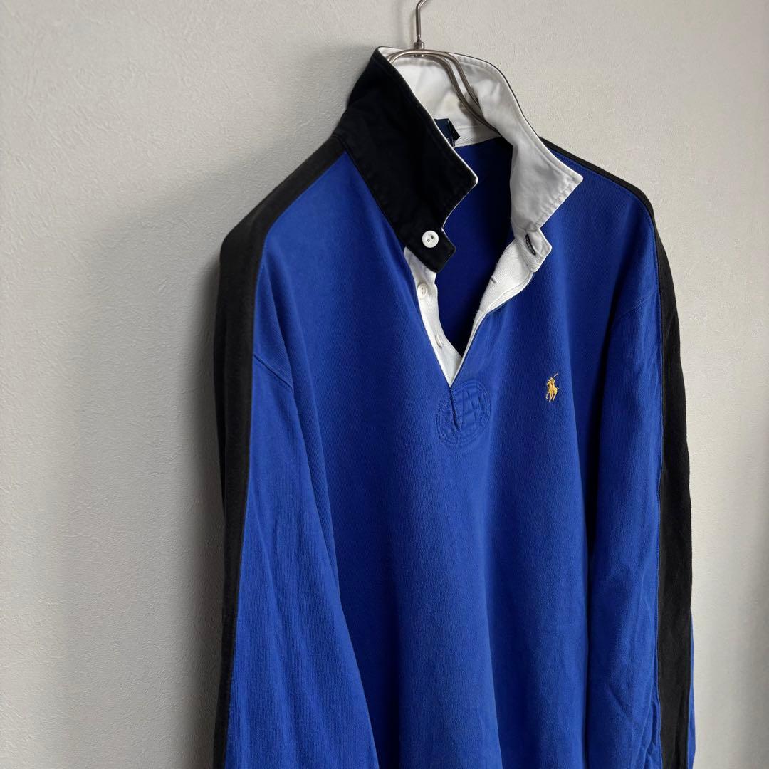 青 L POLO ポロ Ralph Lauren ラルフローレン長袖ラガーシャツ