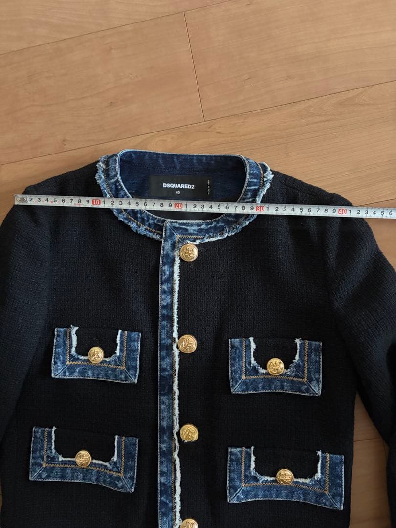 DSQUARED2 ノーカラージャケット ブラック/デニム