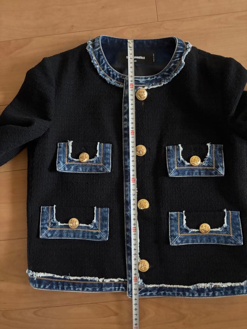 DSQUARED2 ノーカラージャケット ブラック/デニム