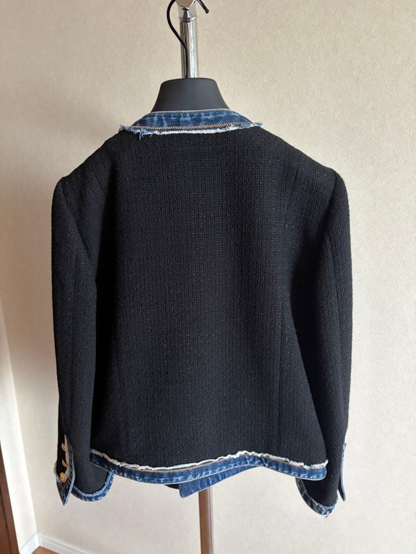 DSQUARED2 ノーカラージャケット ブラック/デニム