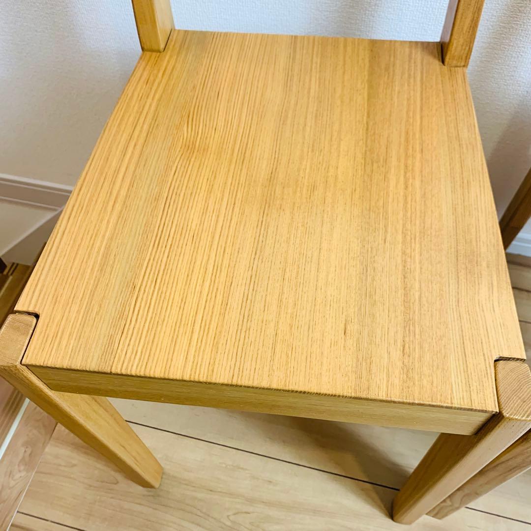 送料込 美品 無印良品 タモ材チェア 2脚セット 廃盤 希少 天然木