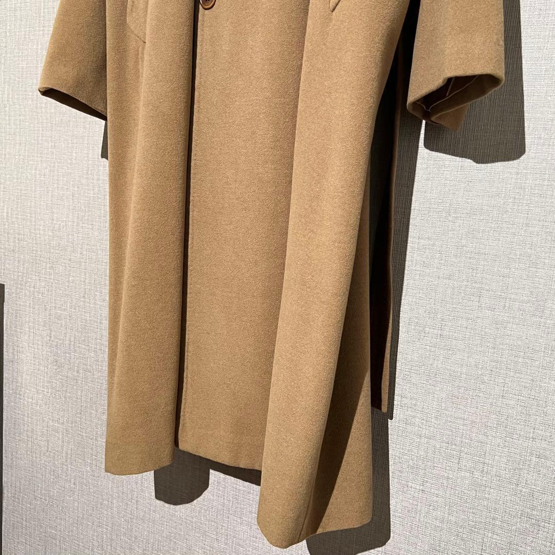 美品 ヴィンテージ スペイン製 ウールアンゴラ ダブル コート ベージュ 古着