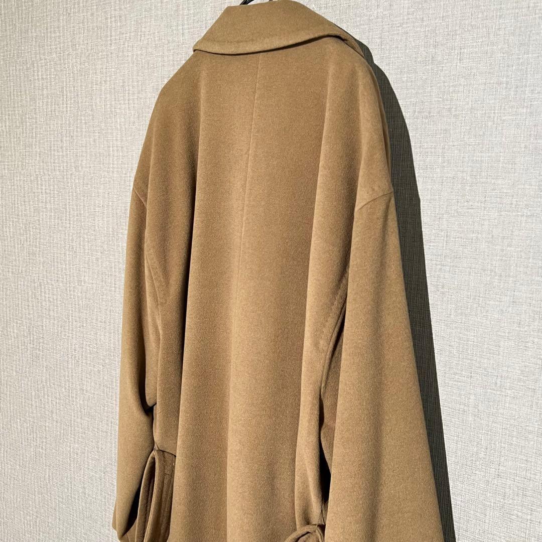 美品 ヴィンテージ スペイン製 ウールアンゴラ ダブル コート ベージュ 古着