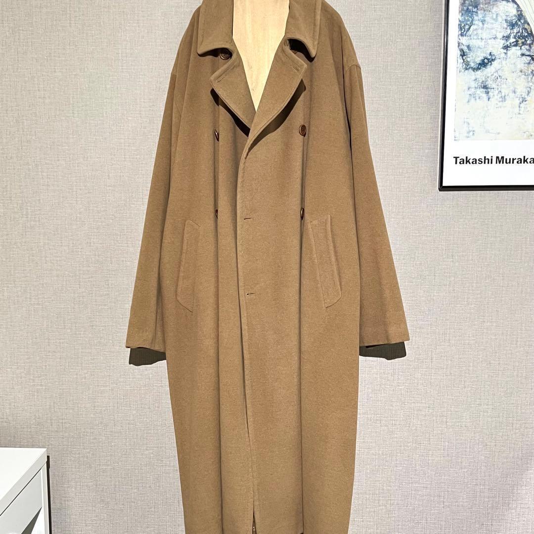 美品 ヴィンテージ スペイン製 ウールアンゴラ ダブル コート ベージュ 古着
