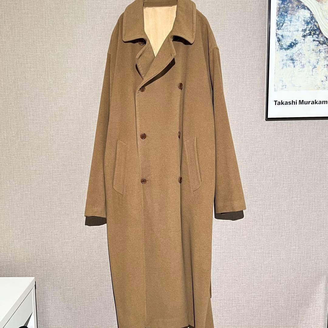 美品 ヴィンテージ スペイン製 ウールアンゴラ ダブル コート ベージュ 古着