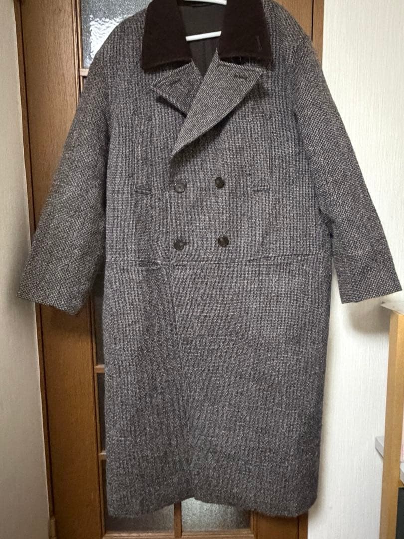 ブラウン系 ウール混紡 ロングコート