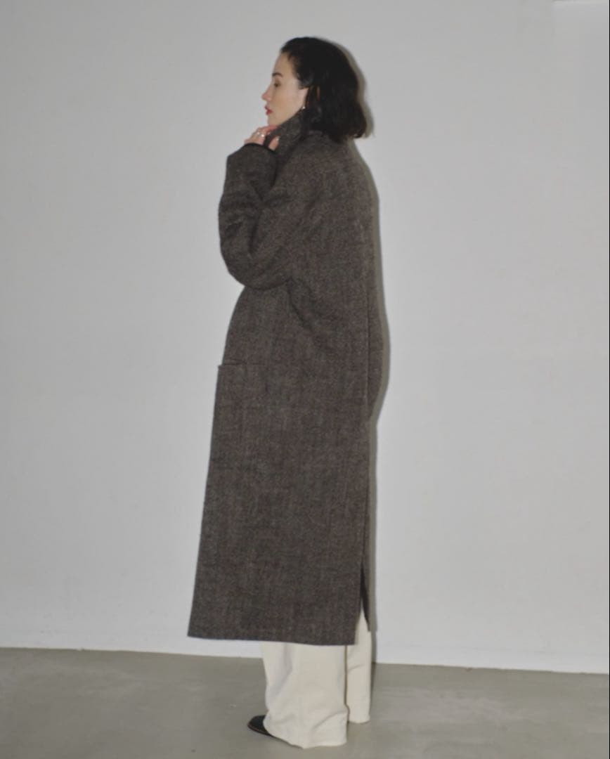 ブラウン系 ウール混紡 ロングコート
