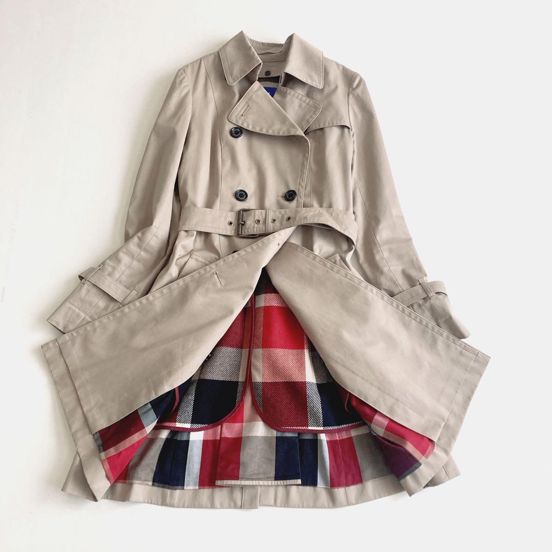 極美品 ブルーレーベルクレストブリッジ トレンチコート ライナー チェック 40