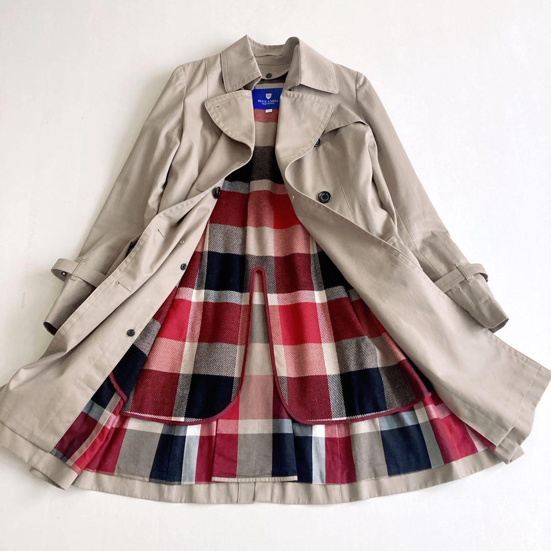 極美品 ブルーレーベルクレストブリッジ トレンチコート ライナー チェック 40