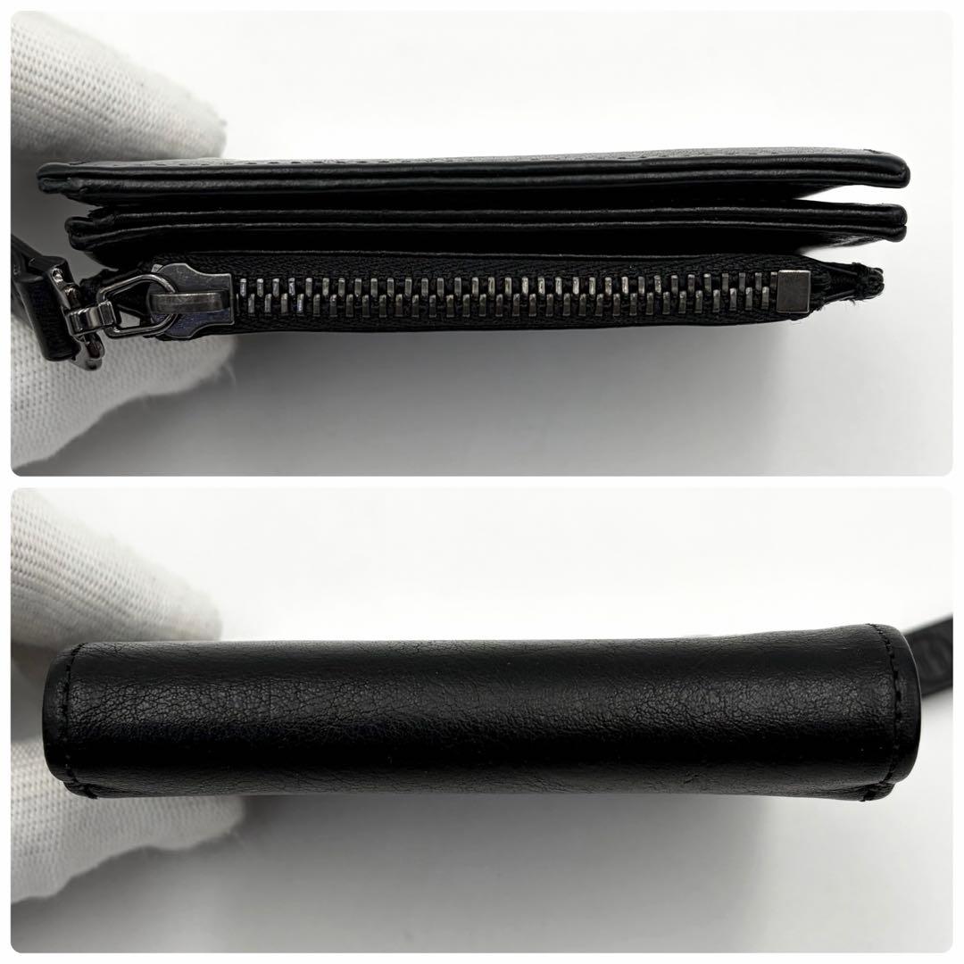 メゾンマルジェラ 4ステッチ 二つ折り財布 黒 レザー コンパクト 男女兼用