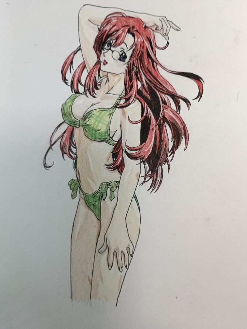 アニメスタイル 赤髪 女性キャラクター