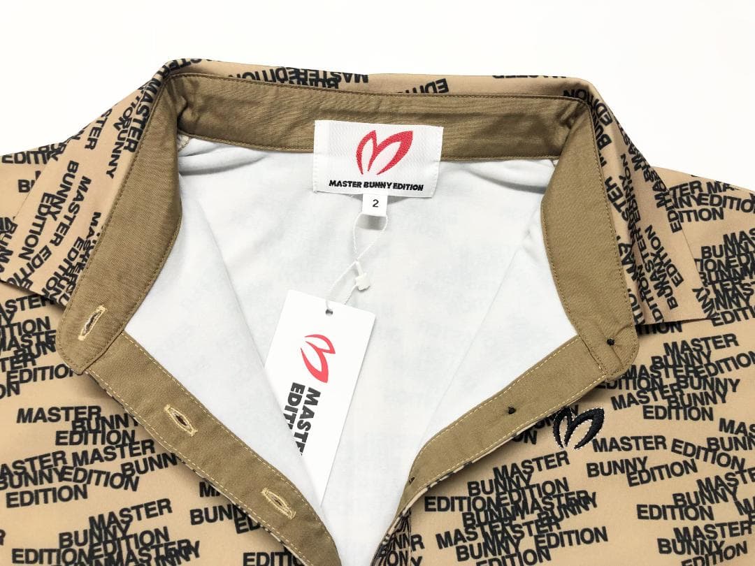 ○★新品未使用　マスターバニーエディション　ロゴ総柄　長袖ポロシャツ　2　茶系