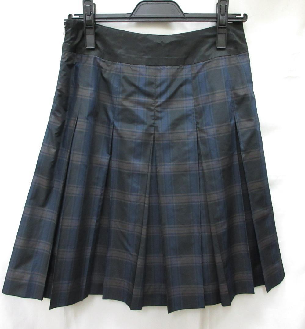 PRADA プラダ ナイロン チェックスカート ネイビー 38 （114）a