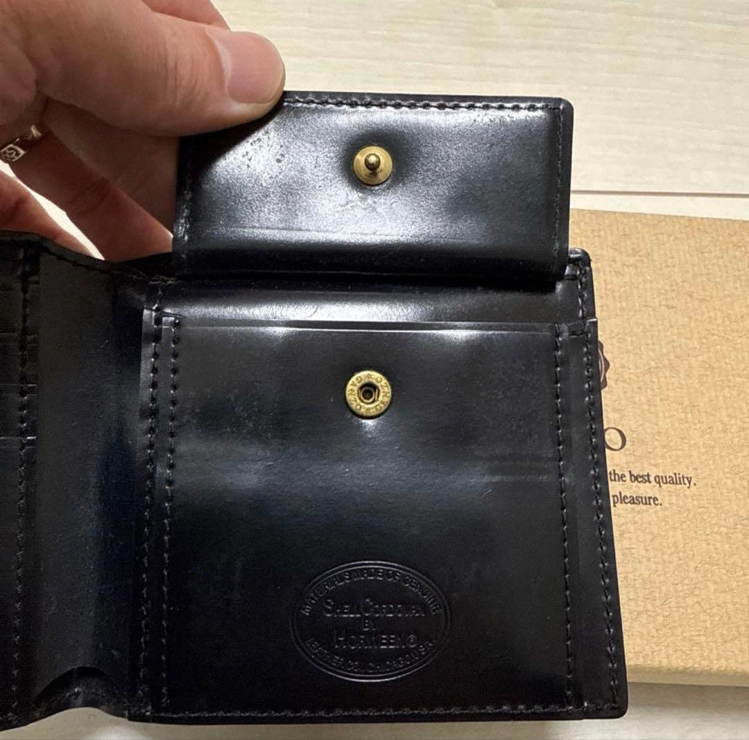 GANZO シェルコードバン 二つ折り財布 ブラック