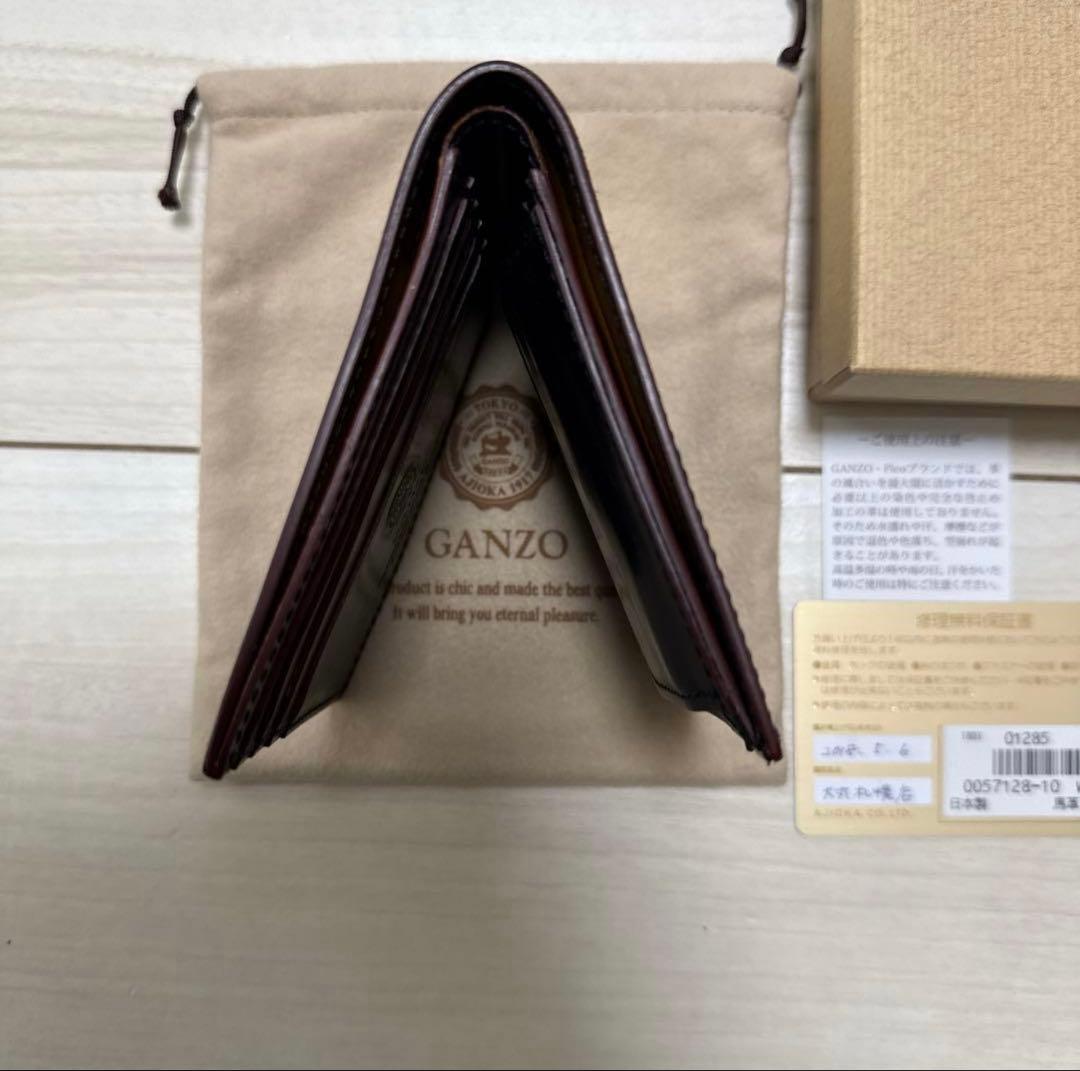 GANZO シェルコードバン 二つ折り財布 ブラック