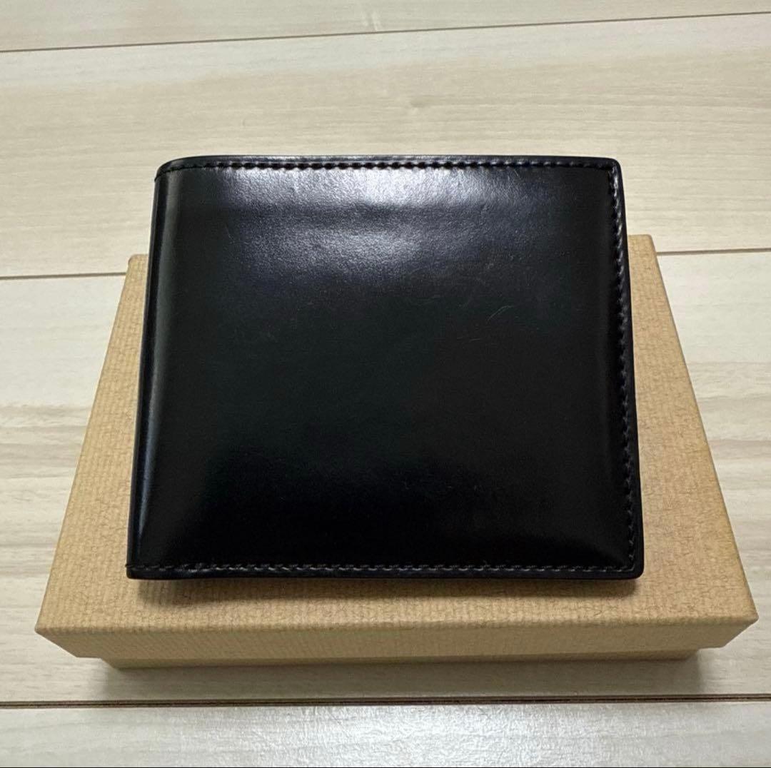 GANZO シェルコードバン 二つ折り財布 ブラック