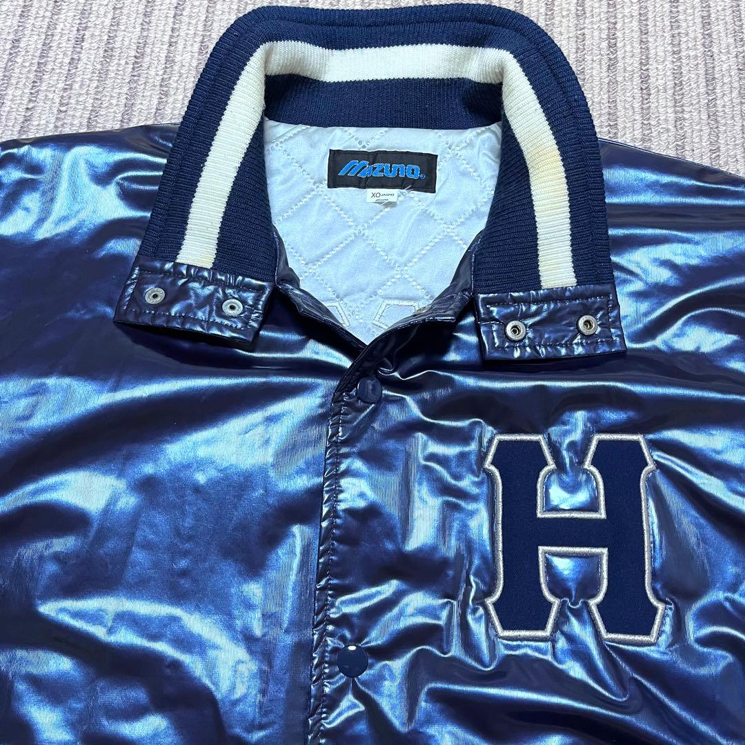 MIZUNO 北海学園大学野球部 グランドコート グラコン ジャンパー 紺 光沢