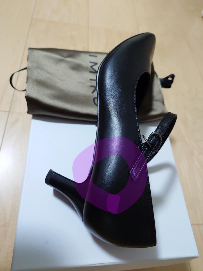 卑弥呼 ヒミコ ヒールスクエアトゥストラップパンプス 25cm ブラック 黒