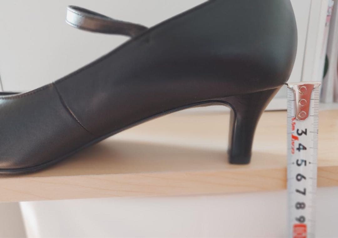 卑弥呼 ヒミコ ヒールスクエアトゥストラップパンプス 25cm ブラック 黒