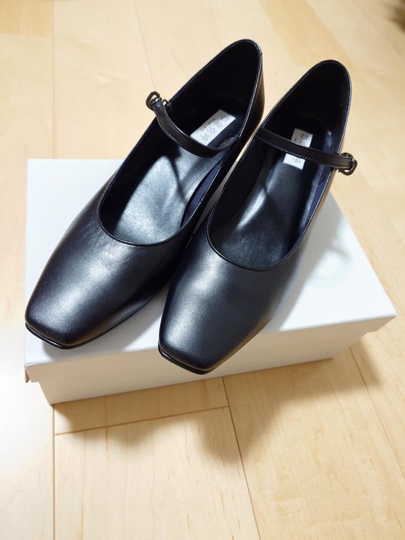 卑弥呼 ヒミコ ヒールスクエアトゥストラップパンプス 25cm ブラック 黒