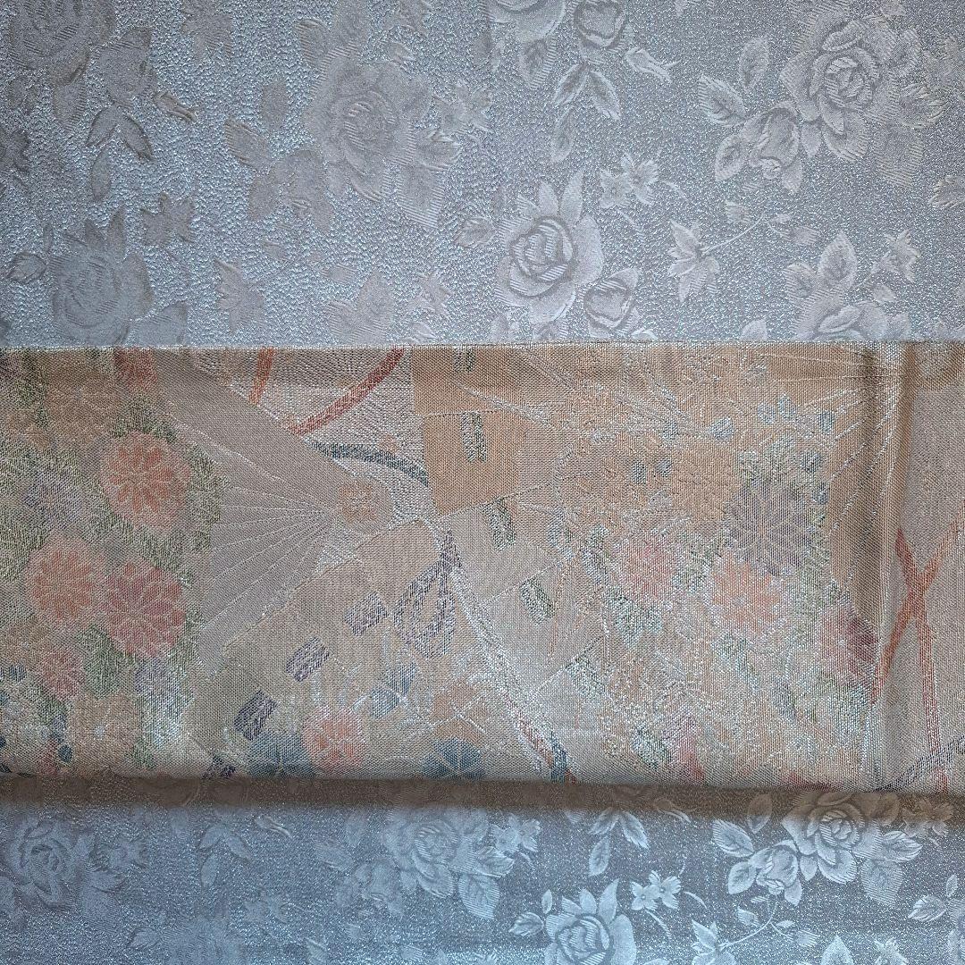 【K755】時短！ニ部式作り帯 振袖⋅舞台⋅舞踊などに シルバー　3Rose♪