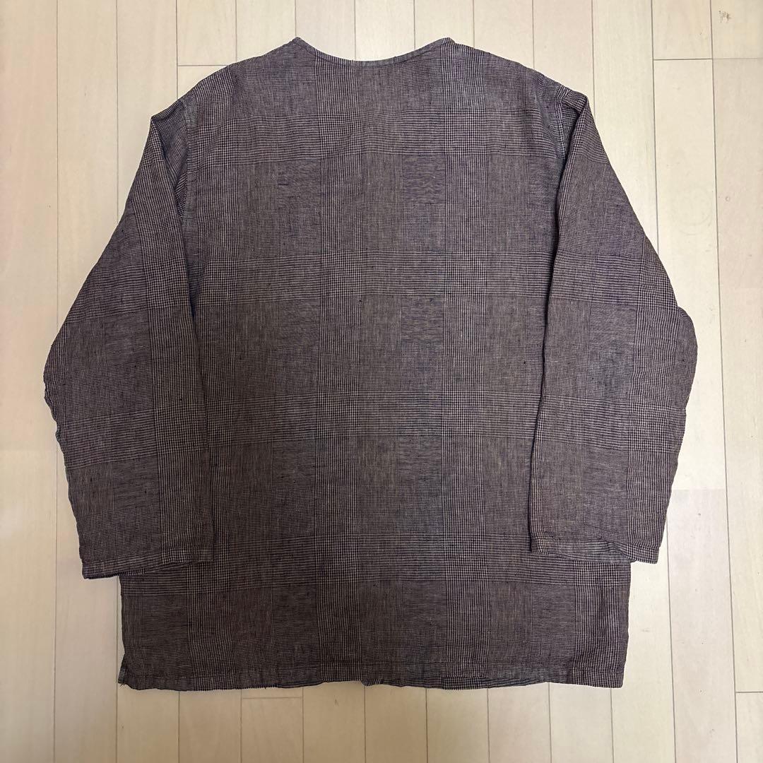 CONFECT 柿渋染め リネングレンチェック ノーカラージャケット サイズ4