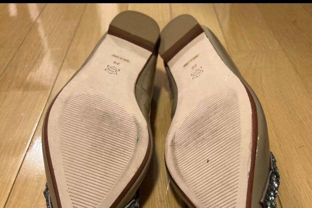 ツルバイマリコオイカワ　ベージュ 38 ビジューポインテッドトゥ パンプス