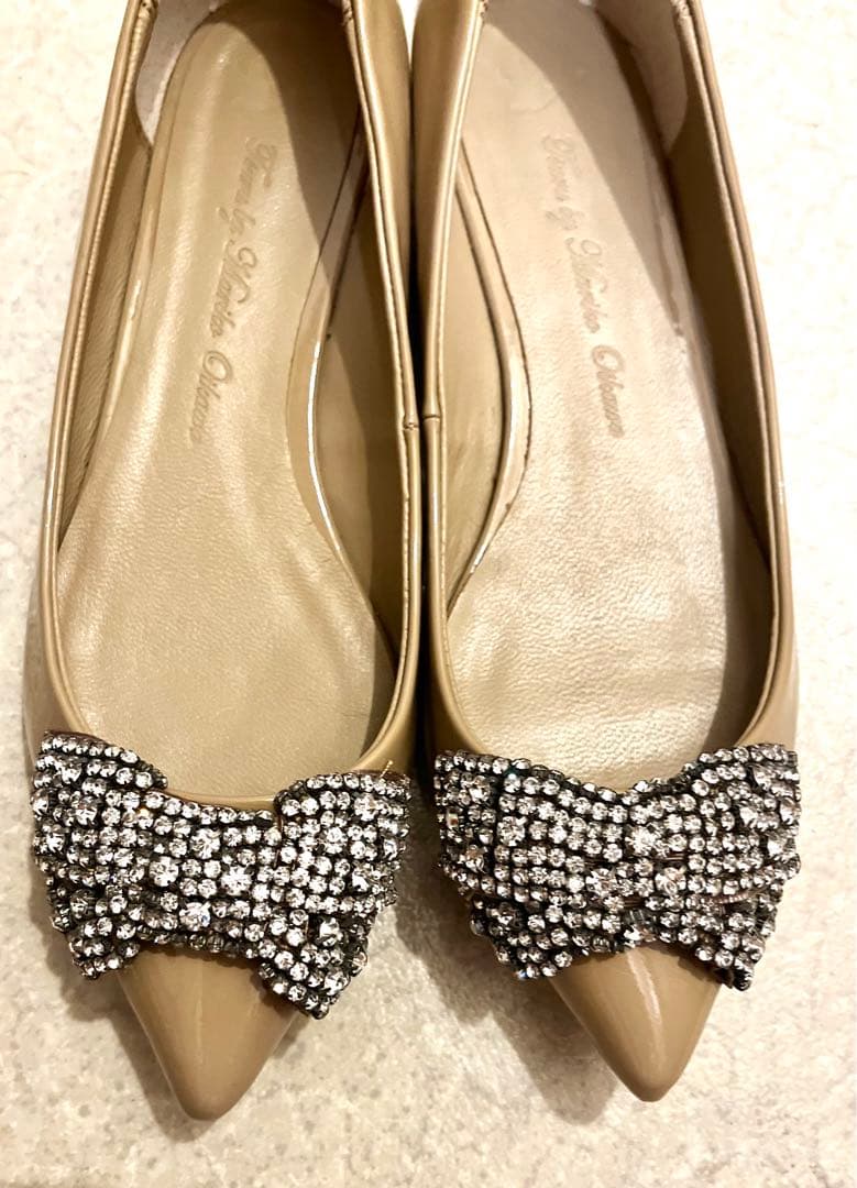 ツルバイマリコオイカワ　ベージュ 38 ビジューポインテッドトゥ パンプス
