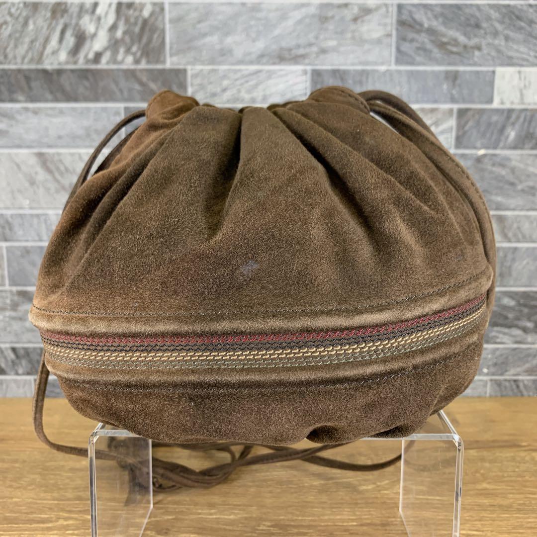希少　オールド　LOEWE　ロエベ　スエードショルダーバッグ　ブラウン　巾着