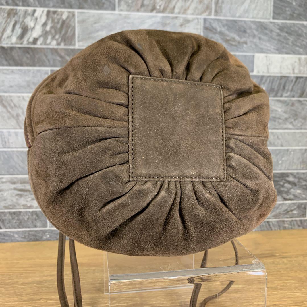 希少　オールド　LOEWE　ロエベ　スエードショルダーバッグ　ブラウン　巾着