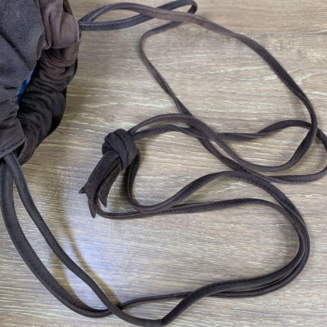 希少　オールド　LOEWE　ロエベ　スエードショルダーバッグ　ブラウン　巾着