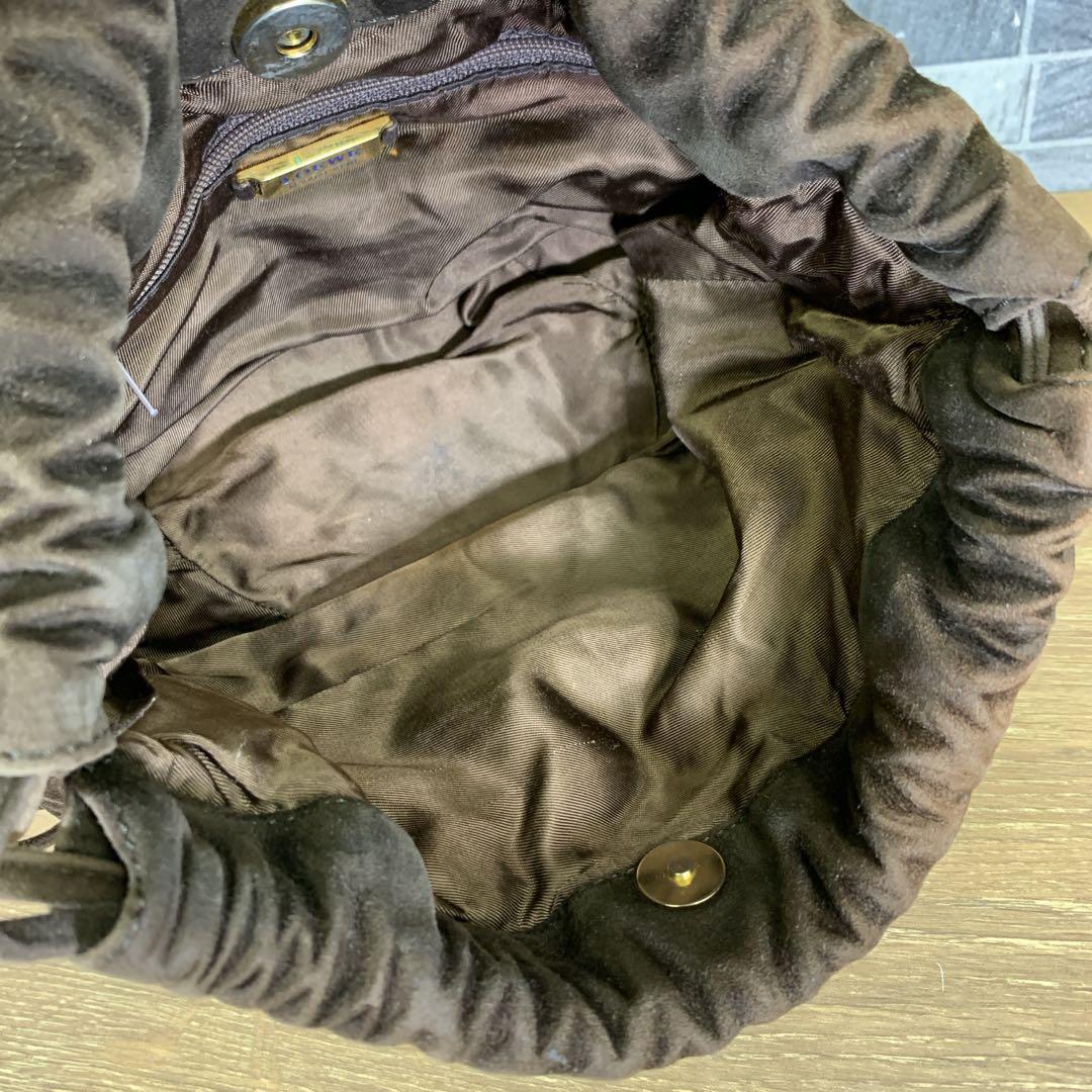 希少　オールド　LOEWE　ロエベ　スエードショルダーバッグ　ブラウン　巾着