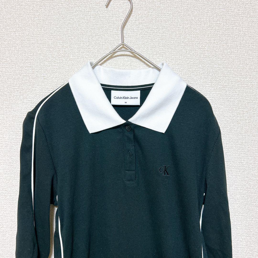美品　  カルバンクライン ポロワンピース M 長袖 黒