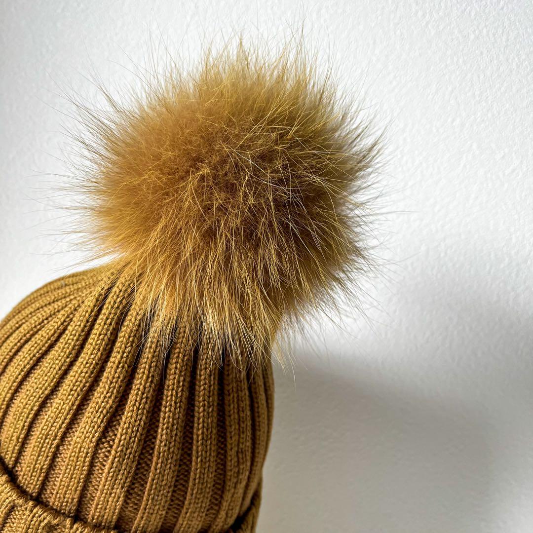 【美品】モンクレール　ニット帽　ブラウン ポンポン付き