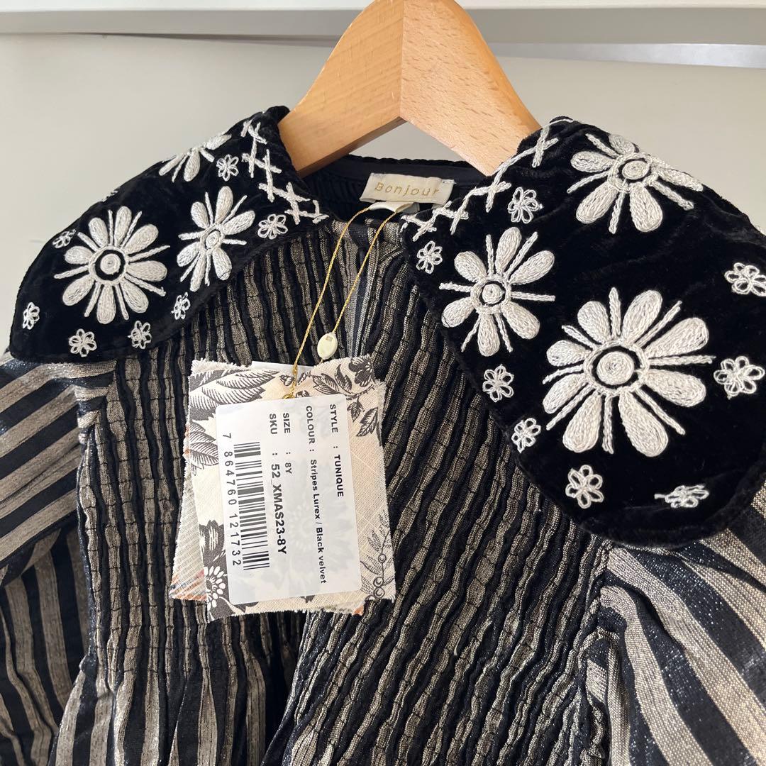 bonjour diary ワンピース　8y ストラップ柄　チュニック 新品