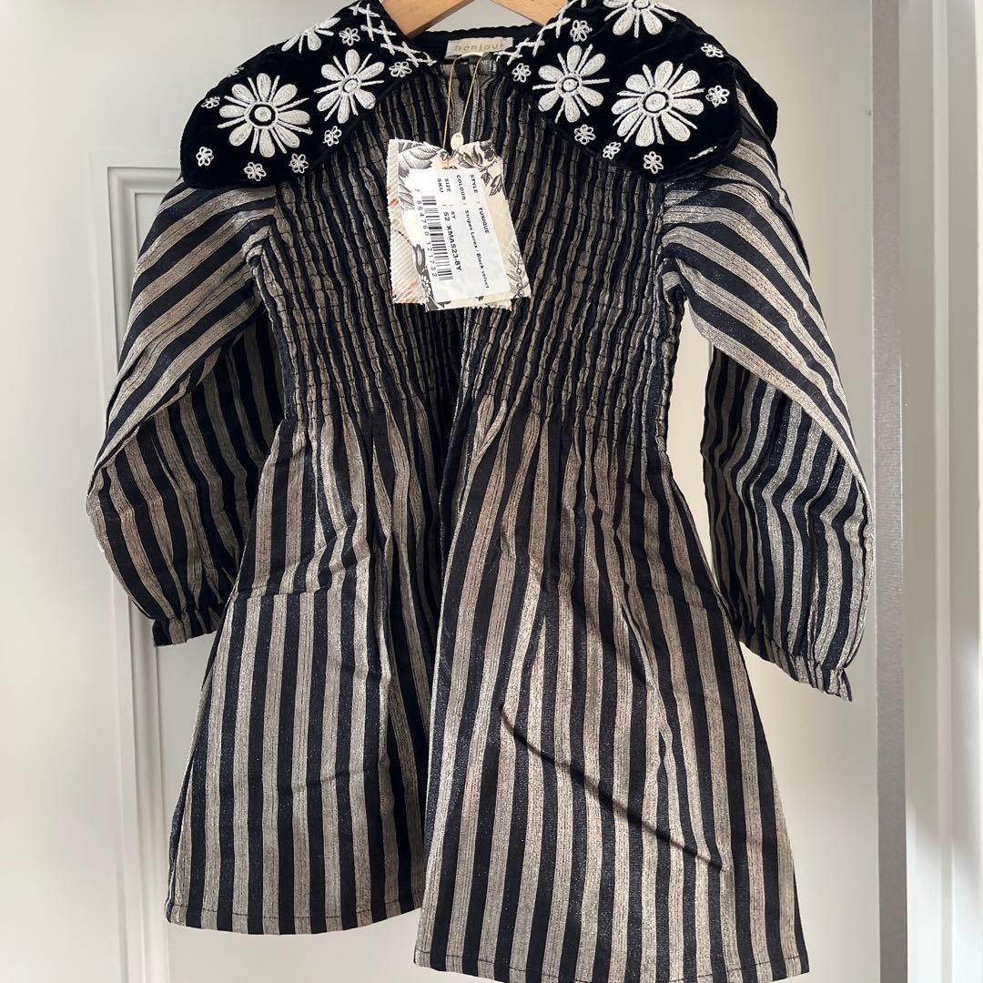 bonjour diary ワンピース　8y ストラップ柄　チュニック 新品