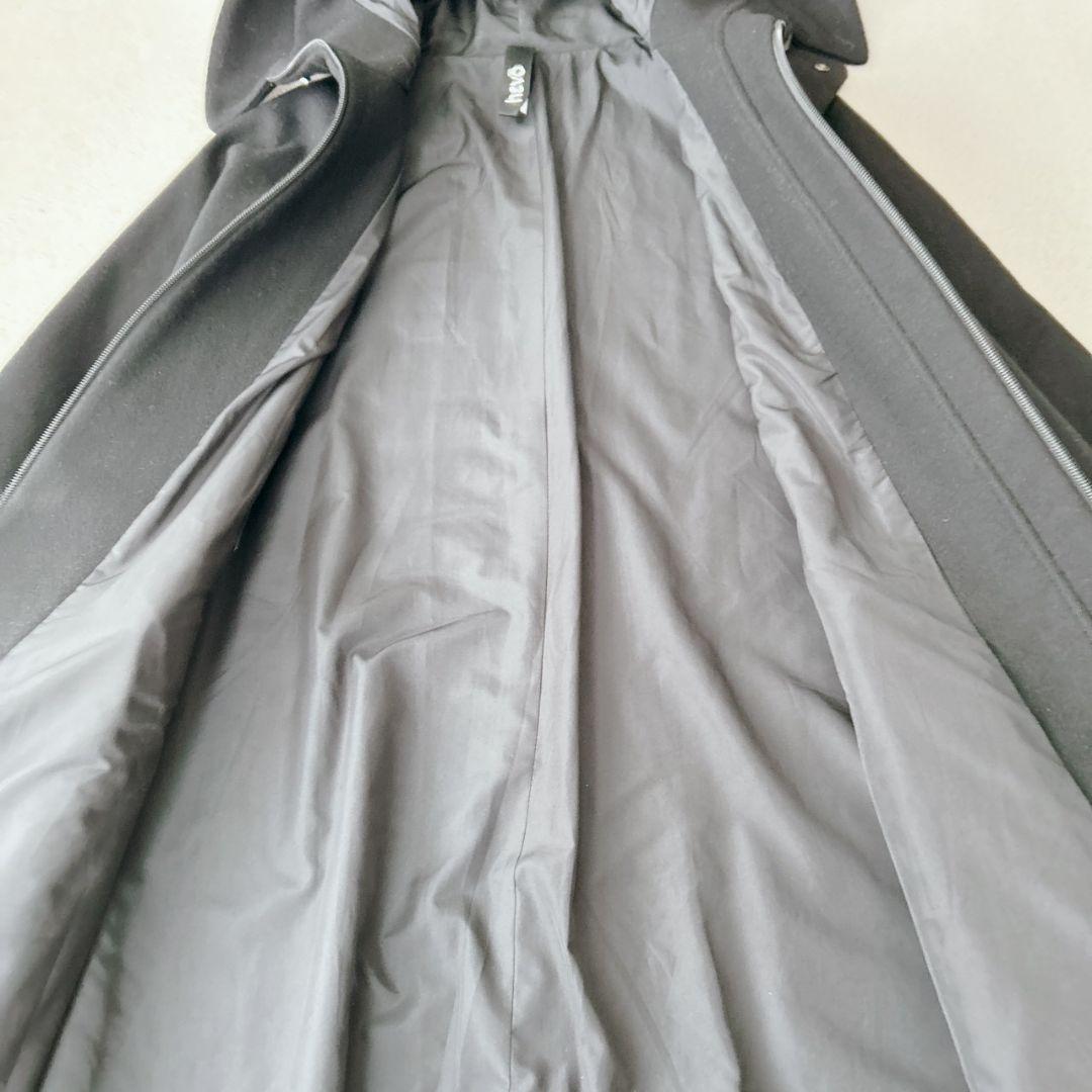 超稀少 HEVO イーヴォ マントコート ウール チェスター ブラック黒 2XL