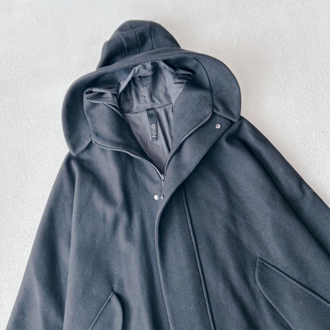 超稀少 HEVO イーヴォ マントコート ウール チェスター ブラック黒 2XL