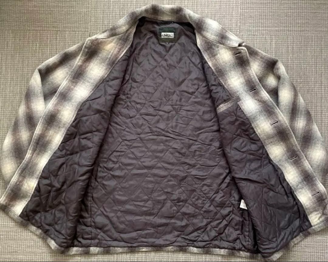 ★【希少】80s OLD UNIQLO オンブレシャドーチェック ウールコートL