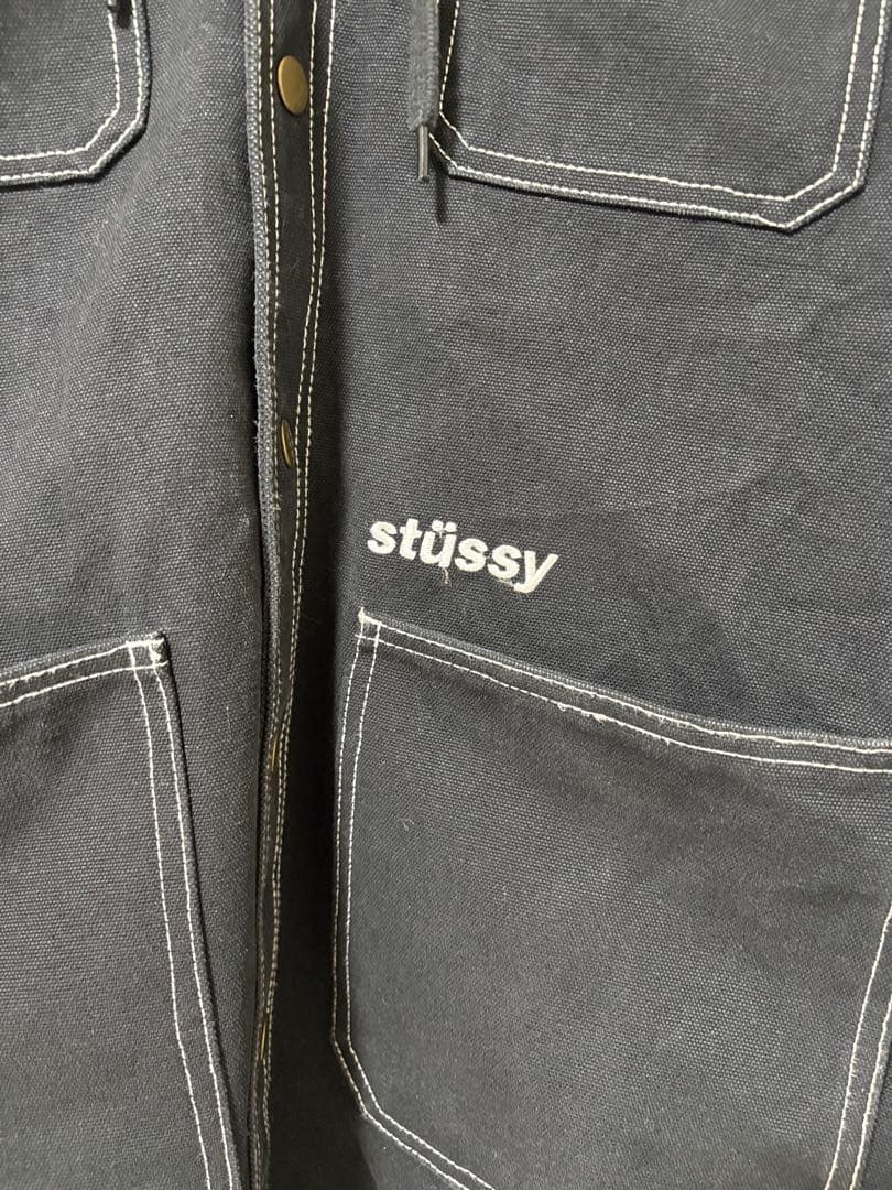 stussy カバーオール デニムジャケット パーカー ブラック Mサイズ