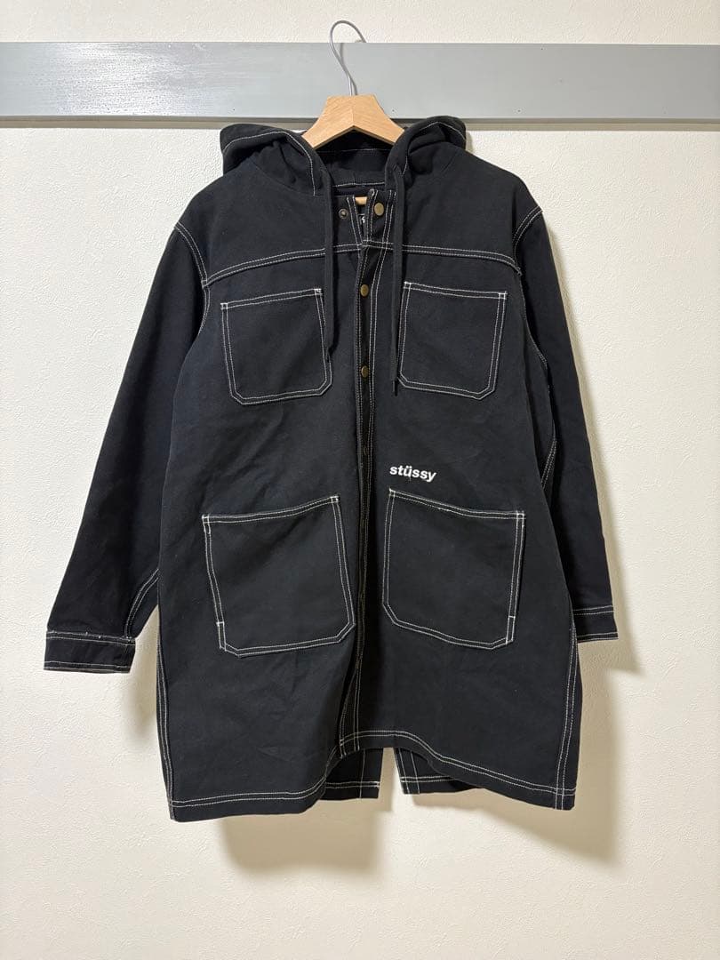 stussy カバーオール デニムジャケット パーカー ブラック Mサイズ
