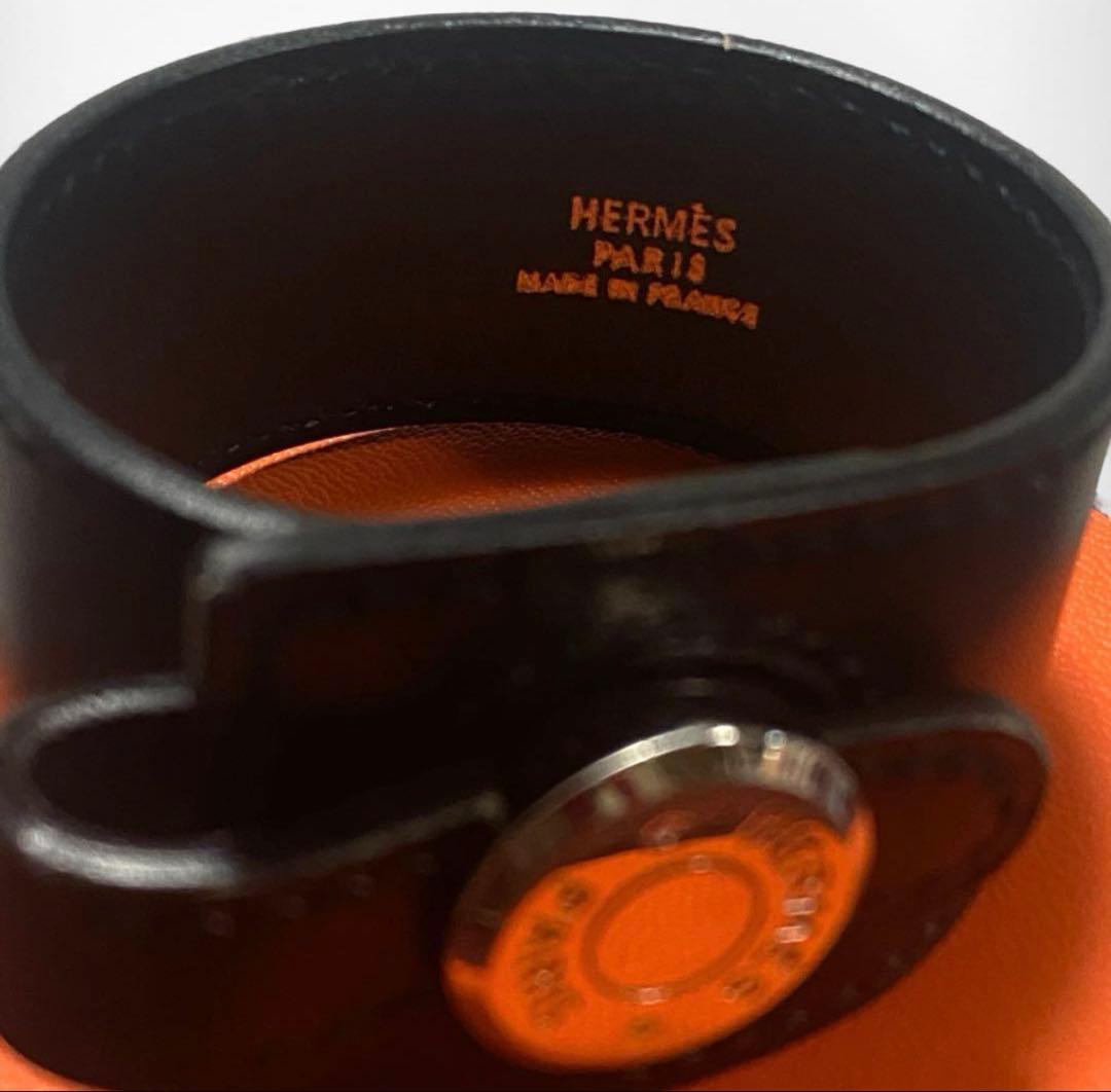 ★希少★【HERMES】エルメス　バングル　セリエ　黒　レザー