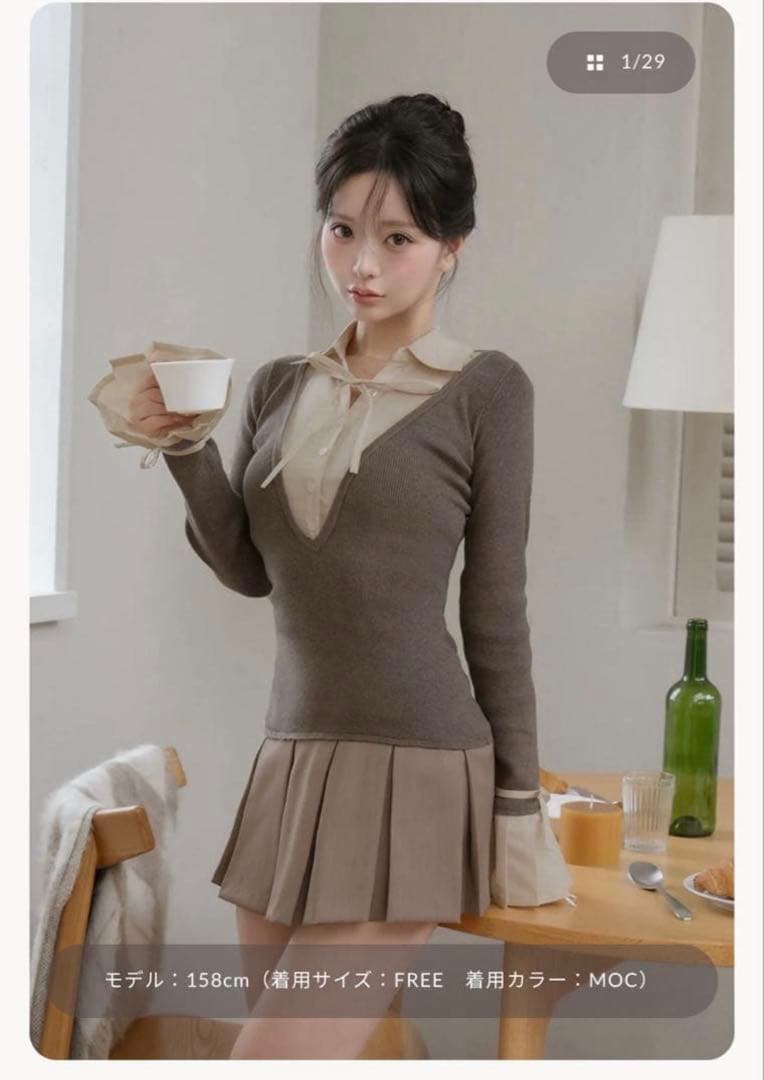 Darich シャツドッキングプリーツミニワンピース