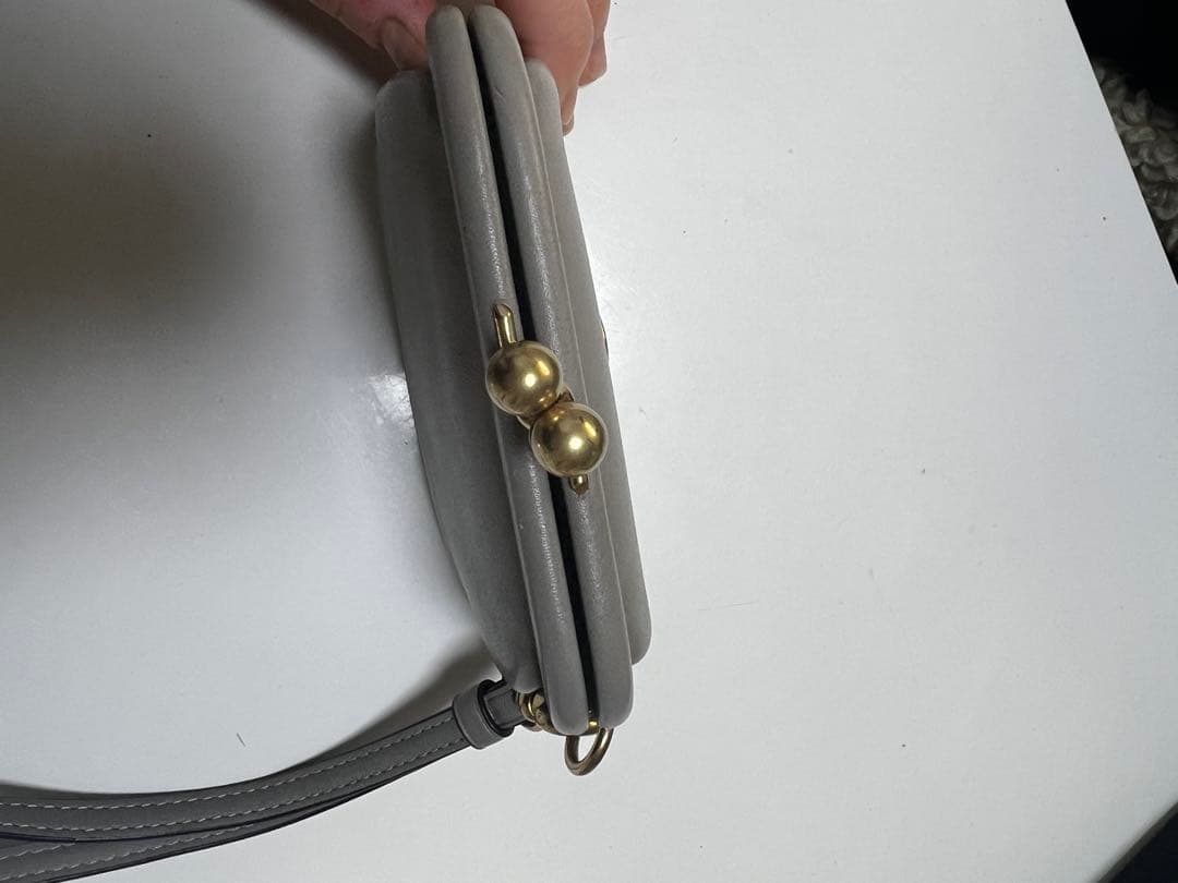 coachコーチキスロックパースがま口財布グラブタンレザー　グレー