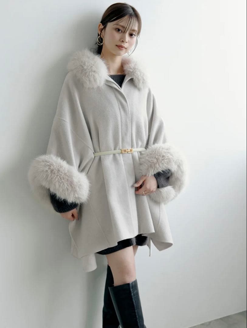 SNIDEL スナイデル ファー付きミドルケープコート